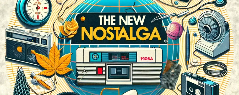 Voici une image représentant la tendance "The New Nostalgia". Elle fusionne des styles vintage avec une touche moderne, évoquant une nostalgie rafraîchie et actuelle.