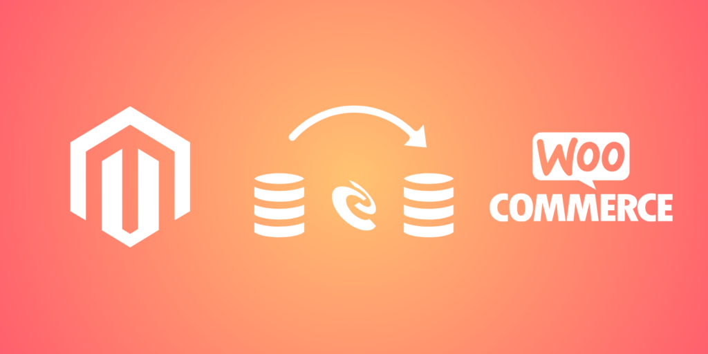 Illustration montrant une transition de données de Magento vers WooCommerce.