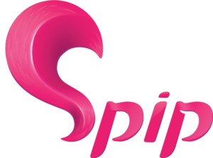 Logo rose de SPIP avec un "S" stylisé en forme de plume, suivi du texte "pip" en minuscules.