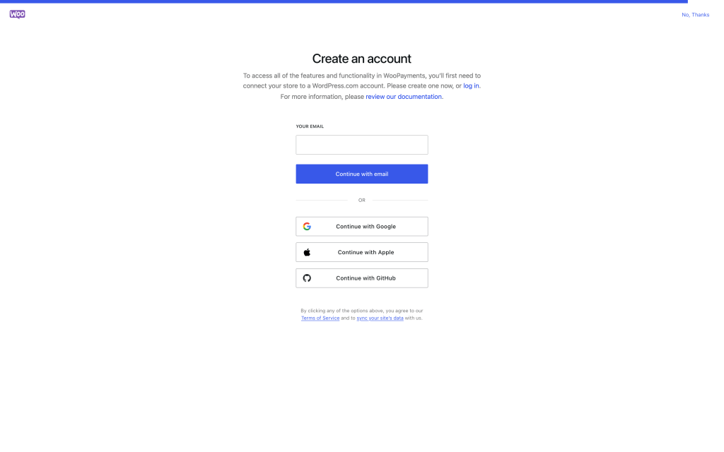 Page d'inscription pour créer un compte avec options de connexion par e-mail, Google, Apple et GitHub.