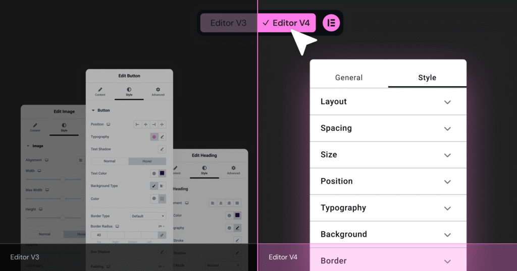 comparaison editor v3 et editor v4