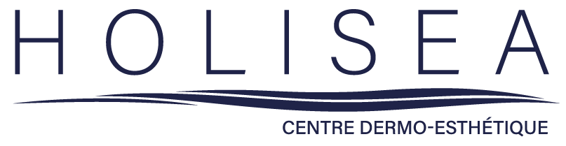 Logo de Holisea, un centre dermo-esthétique, avec le mot 'HOLISEA' en lettres majuscules et stylisées, accompagné de la mention 'CENTRE DERMO-ESTHÉTIQUE' en dessous, le tout dans des tons de bleu.